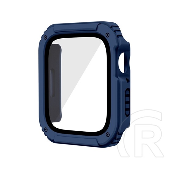 Gigapack Apple Watch Series 3 42mm műanyag keret (bumper, ütésálló + kijelzővédő üveg) sötétkék