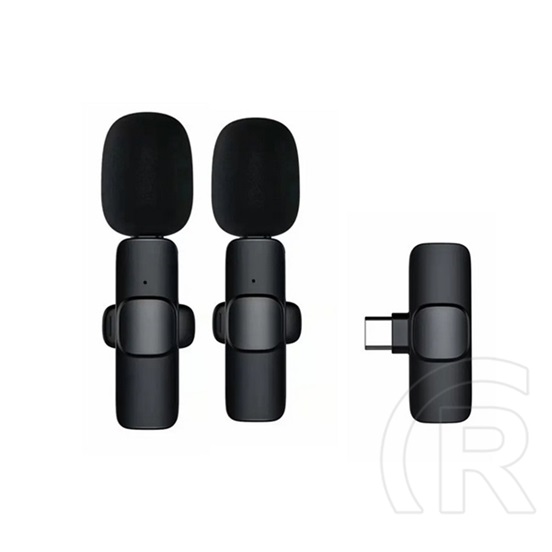 Gigapack bluetooth mikrofon 2db (type-c, lavalier csíptethető, aktív zajszűrő) fekete