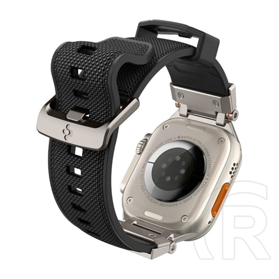 Spigen Apple Watch Series 9 45mm durapro armor pótszíj (egyedi méret, szilikon, állítható, fém csat) fekete