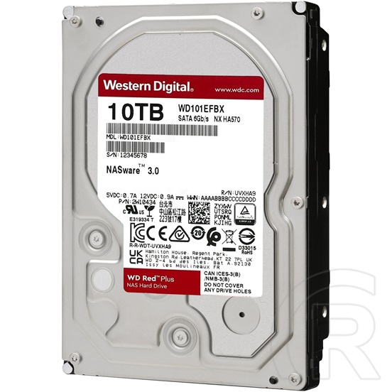 10 TB Western Digital Red Plus HDD (3,5", SATA3, 5400 rpm, 256 MB cache)