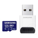 128 GB MicroSDXC Card Samsung Pro Plus (180 MB/s, Class 10, U3, V30, A2, adapter nélkül)