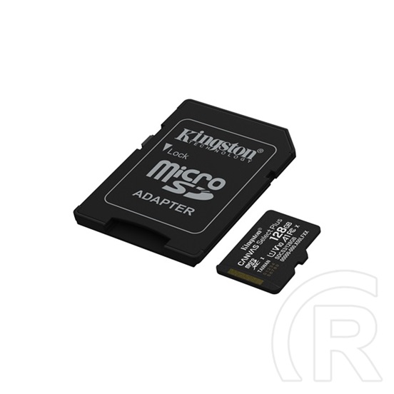 128 GB MicroSDXC Kingston Canvas Select Plus gen3 memóriakártya (Class 10, UHS-I, U1, V10, A1, SD adapter)