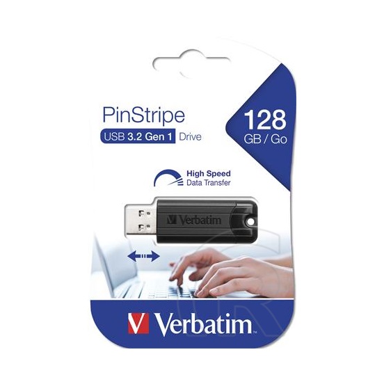 128 GB Pendrive 3.2 Verbatim PinStripe (fekete)