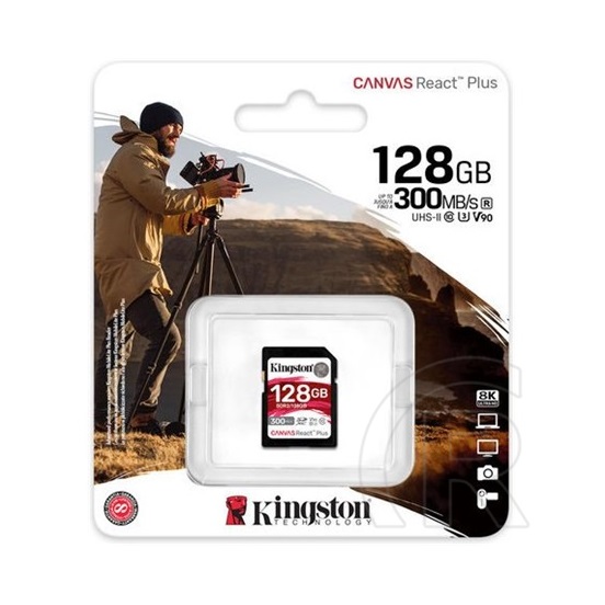 128 GB SDXC Card Kingston Canvas React Plus (300 MB/s, Class 10, U3, V90)