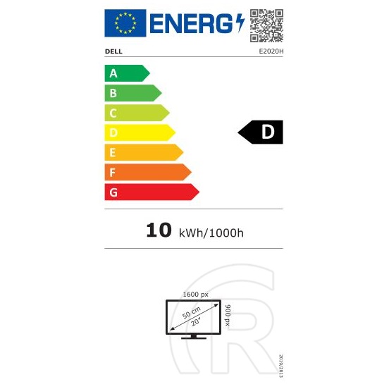 19,5" Dell E2020H monitor (TN Film, 1600x900, DP+VGA)