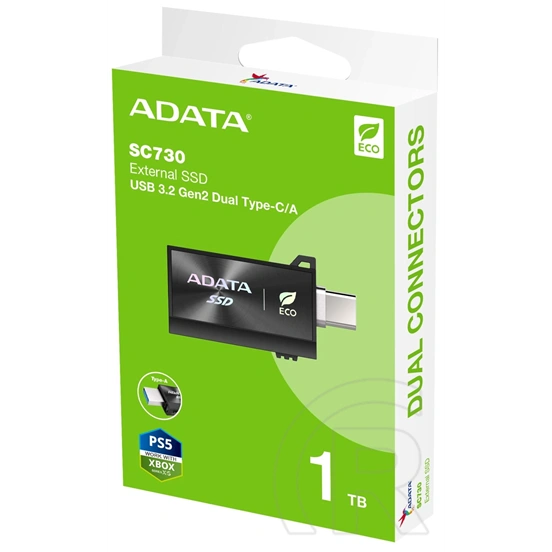 1 TB ADATA SC730 SSD (külső, USB 3.2, Type-A+Type-C, fekete)