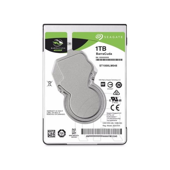 1 TB Seagate Barracuda HDD (2,5", SATA3, 5400 rpm, 128 MB cache)