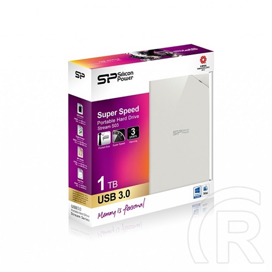 1 TB Silicon Power Stream S03 HDD (2,5", USB 3.0, fehér)