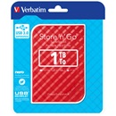 1 TB Verbatim Store `n` Go G2 HDD (2,5", USB 3.0, piros)