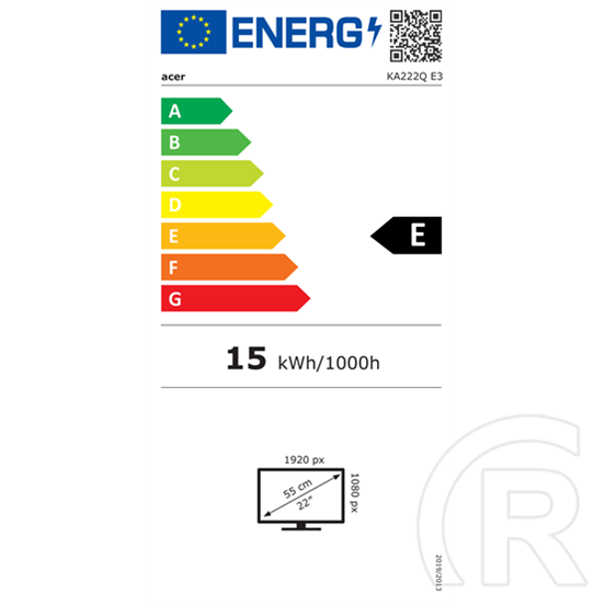 21,5" Acer monitor  KA222QE0BI (IPS, 16:9, D-SUB+HDMI, 1920x1080)