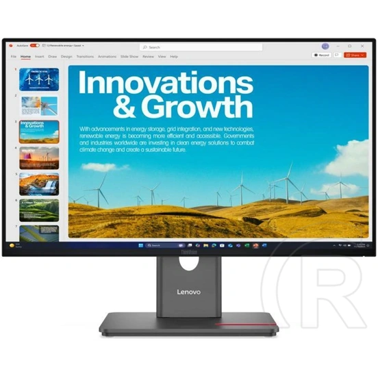 23,8" Lenovo ThinkVision P24qd-40 monitor (IPS, 2560x1440, 48-120Hz, HDMI+DP+USB-C, RJ45, 300cd/m2, fekete)