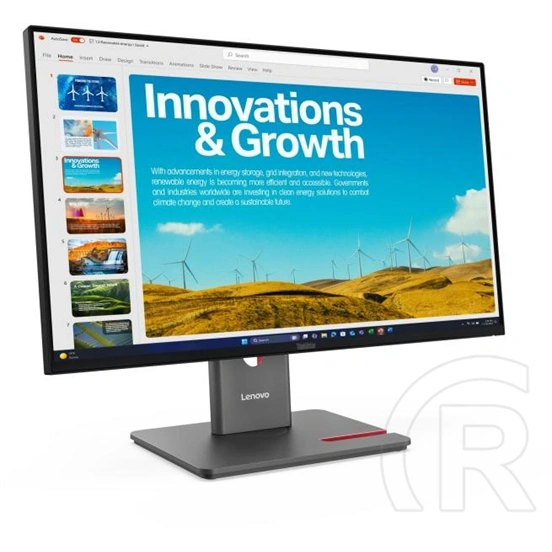 23,8" Lenovo ThinkVision P24qd-40 monitor (IPS, 2560x1440, 48-120Hz, HDMI+DP+USB-C, RJ45, 300cd/m2, fekete)