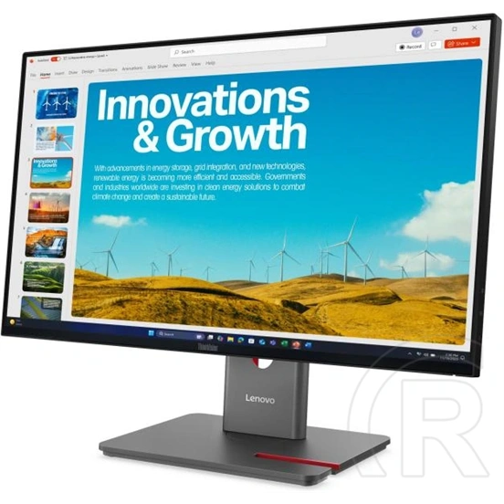 23,8" Lenovo ThinkVision P24qd-40 monitor (IPS, 2560x1440, 48-120Hz, HDMI+DP+USB-C, RJ45, 300cd/m2, fekete)
