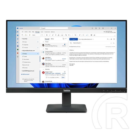 23,8" Lenovo ThinkVision S24-4e monitor (IPS, 1920x1080, 100Hz, HDMI, VGA, fekete)
