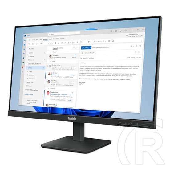 23,8" Lenovo ThinkVision S24-4e monitor (IPS, 1920x1080, 100Hz, HDMI, VGA, fekete)