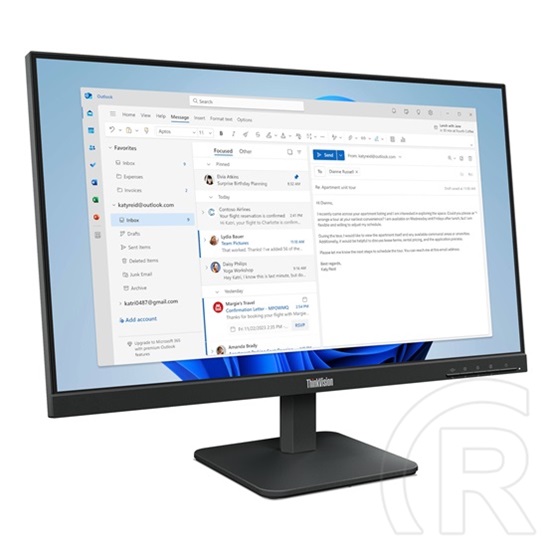 23,8" Lenovo ThinkVision S24-4e monitor (IPS, 1920x1080, 100Hz, HDMI, VGA, fekete)
