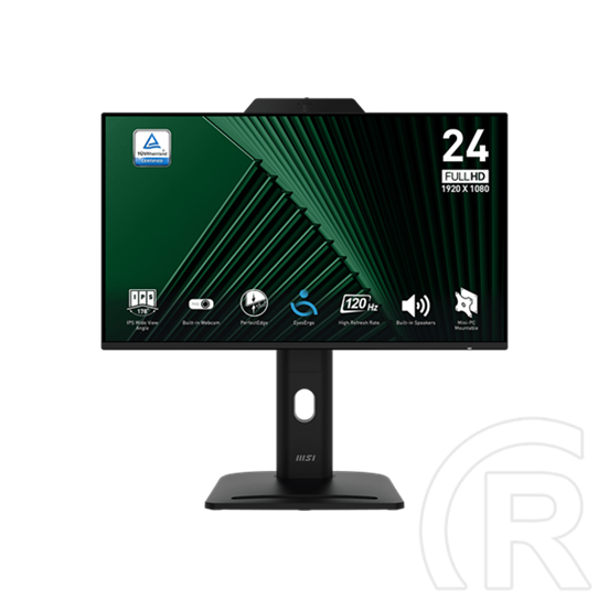 23,8" MSI MP242PMG monitor (IPS, 1920x1080, 120Hz, DP+HDMI+VGA, webkamera, 100x100 VESA, fekete)