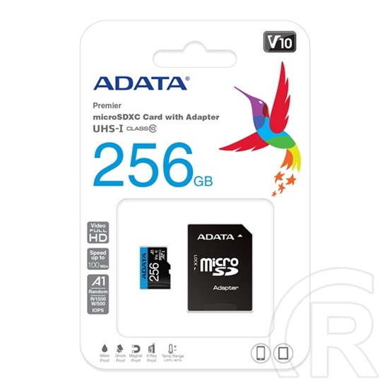 256 GB MicroSDXC ADATA Premier memóriakártya (100 MB/s, Class 10, U1, V10, A1)