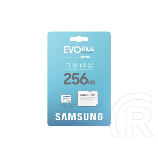 256 GB MicroSDXC Samsung EVO Plus memóriakártya (Class 10, UHS-1, SD adapter)