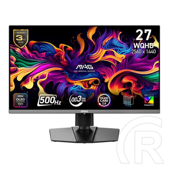 26,5" MSI MAG 272QP X50 monitor (QD-OLED, 2560x1440, 500Hz, 0,03ms, 2xHDMI+DP+USB-C, fekete)