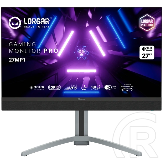 27" LORGAR 27MP1 MiniLED Pro Gaming monitor (IPS, fekete/szürke)