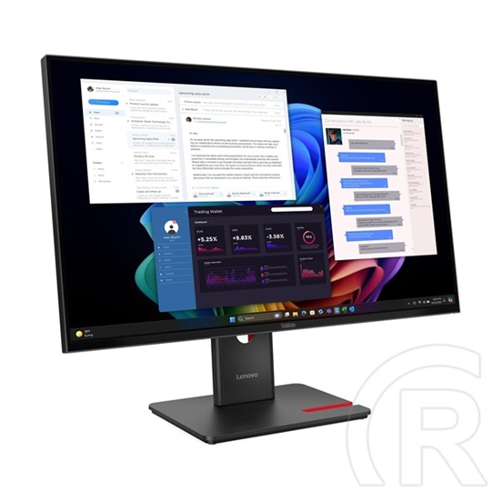 27" Lenovo ThinkVision T27UD-40 monitor (IPS, 3840x2160 UHD, 60Hz, DP+HDMI+USB-C, RJ45, USB hub, fekete)