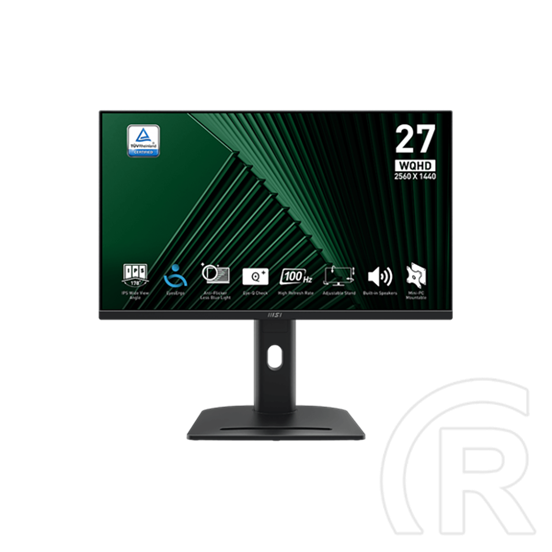 27" MSI Business PRO MP275QPG monitor (IPS, 2560x1440, 100Hz, 1 ms, 2xHDMI, DP, fekete)