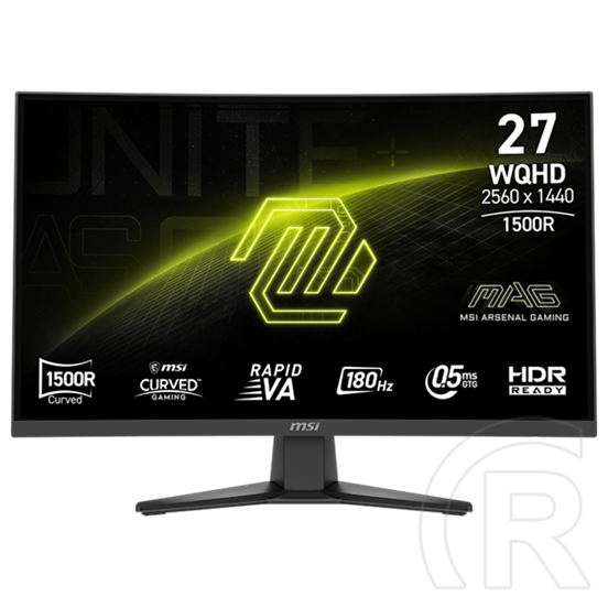 27" MSI MAG 275CQF monitor (Rapid VA, 2560x1440, 180Hz, 0,5ms, ívelt 1500R, 2xHDMI, DP, USB-C, fekete)