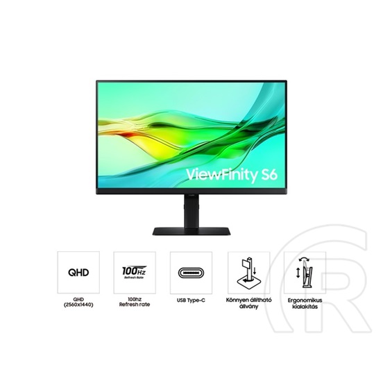 27" Samsung ViewFinity S6 S60UD LS27D600UAUXEN monitor (IPS, 2560x1440, 100Hz, DP+HDMI+USB-C+LAN)