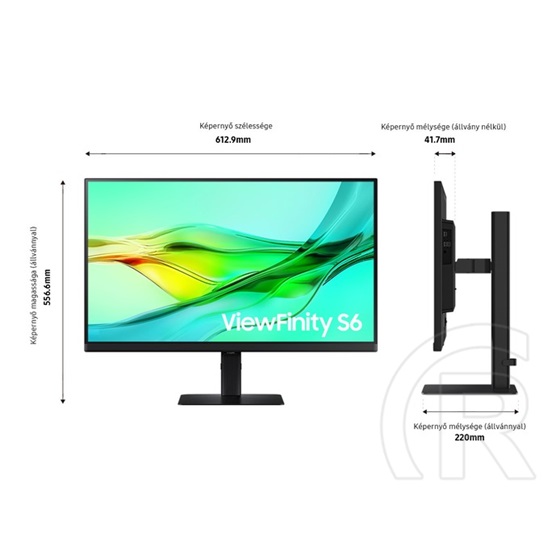 27" Samsung ViewFinity S6 S60UD LS27D600UAUXEN monitor (IPS, 2560x1440, 100Hz, DP+HDMI+USB-C+LAN)