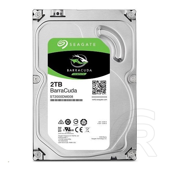 2 TB Seagate Barracuda HDD (3,5", SATA3, 7200 rpm, 256 MB cache)