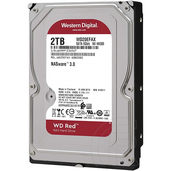 2 TB Western Digital Red HDD (3,5", SATA3, 5400 rpm, 256 MB cache)