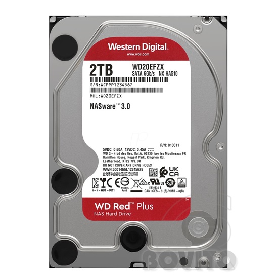 2 TB Western Digital Red Plus HDD (3,5", SATA3, 5400 rpm, 128 MB cache)