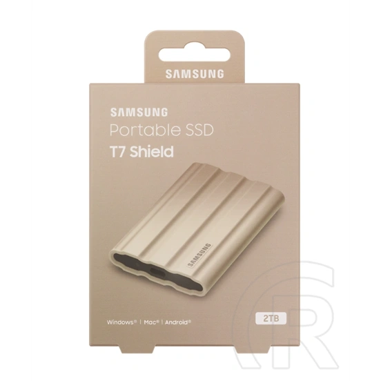 2 TB Samsung T7 Shield külső SSD (2,5", USB 3.2 Gen2 C, 1050 MB/s olvasás, 1000 MB/s írás, 256-bit AES, IP65, barna)