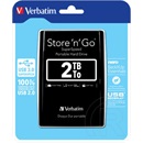 2 TB Verbatim Store `n` Go HDD (2,5", USB 3.0, fekete)