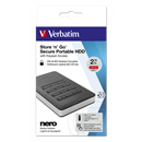 2 TB Verbatim Store `n` Go Secure HDD with Keypad Access (2,5", USB 3.1 Type-C, fekete)