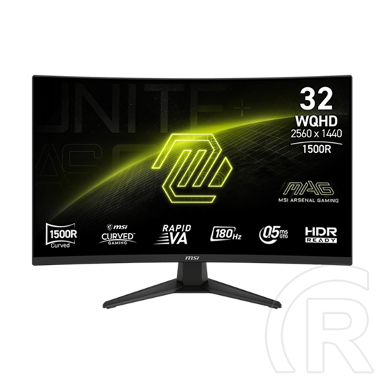 31,5" MSI MAG 321CQF E18 monitor (Rapid VA, 2560x1440, 180Hz, DP, 2x HDMI, USB-C, ívelt, fekete)