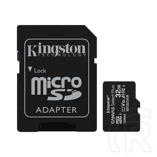 32 GB MicroSDHC Card Kingston Canvas Select Plus (Class 10, UHS-I, V10, A1) 1 adapter