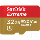 32 GB MicroSDHC Card SanDisk Extreme (SDSQXAF-032G-GN6MA, 100 MB/s, Class 10, UHS-I U3, V30)