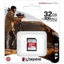 32 GB SDHC Card Kingston Canvas React Plus (300 MB/s, Class 10, U3, V90)