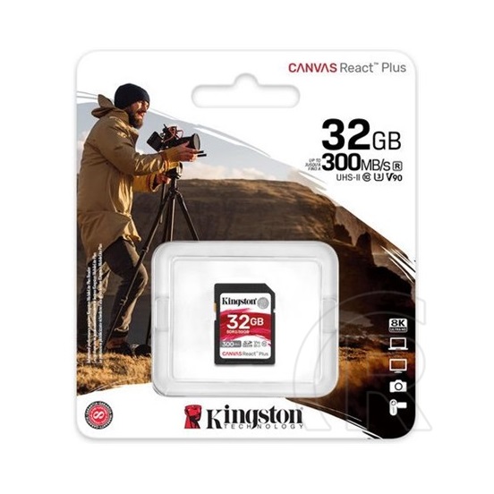 32 GB SDHC Card Kingston Canvas React Plus (300 MB/s, Class 10, U3, V90)