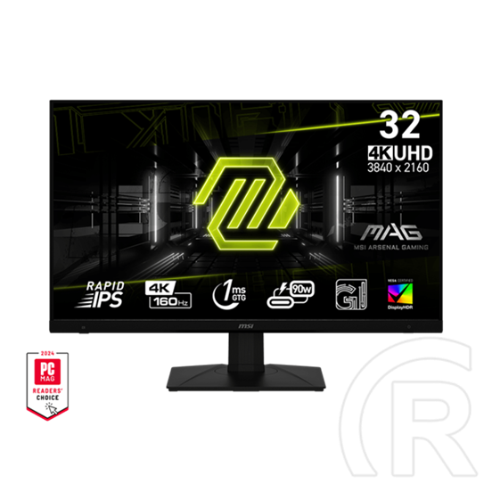 32" MSI MAG 322URDF E16 monitor (OLED, 3840x2160, 320/160Hz, DP+HDMI+USB, ívelt, fekete)
