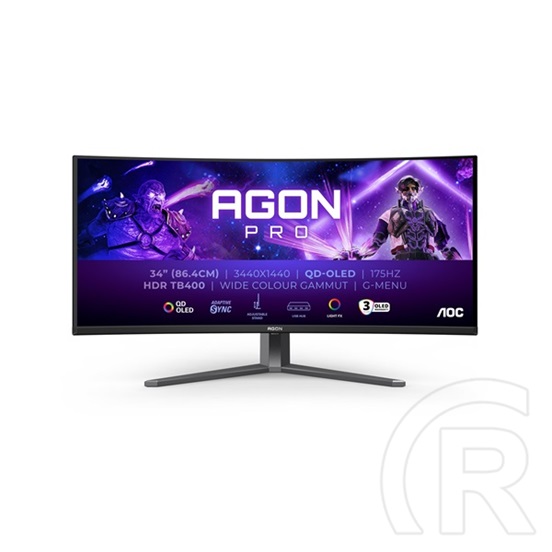 34" AOC AG346UCD ívelt monitor (OLED, 3440x1440, 21:9, 175Hz, DP+2xHDMI, USBx3, hangszóró)