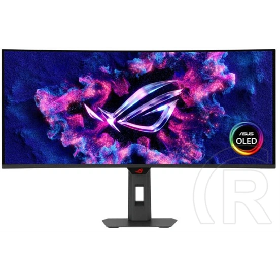 34" ASUS XG34WCDG ROG Strix monitor (OLED, 3440x1440, 175Hz, DP+HDMI, USB 3.0, ívelt, HDR, G-Sync, fekete)