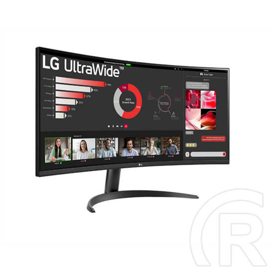 34" LG 34WR50QK-B ívelt monitor (VA, 3440x1440, 100 Hz, DP+2xHDMI)