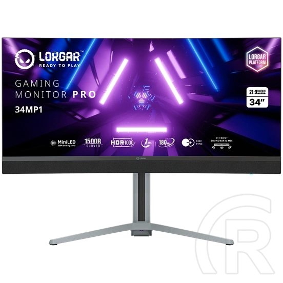 34" LORGAR 34MP1 MiniLED Pro Gaming monitor (VA, fekete/szürke)