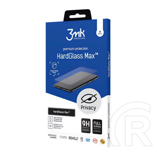 3MK iPhone Duo hard glass max privacy képernyővédő üveg (betekintés védelem, 9h, külső kijelző + segédkeret) fekete