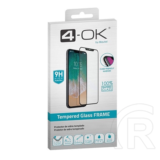 4-OK Apple iPhone 12 képernyővédő üveg (3D full glue, íves, teljes felületén tapad, tok barát, karcálló, 9H) fekete