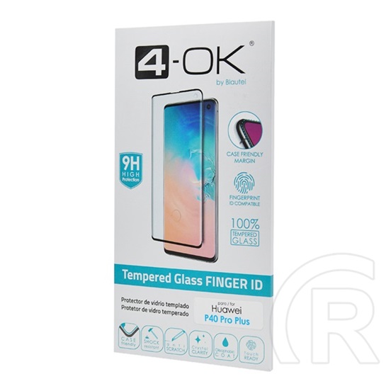 4-OK Huawei P40 Pro+ 5G képernyővédő üveg (3D, íves, karcálló, tokbarát, ujjlenyomat olvasó, 9H) átlátszó