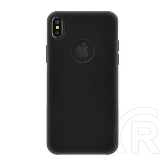 4-OK SILK Apple iPhone XS Max 6.5 műanyag telefonvédő (gumírozott, logo kivágás) fekete